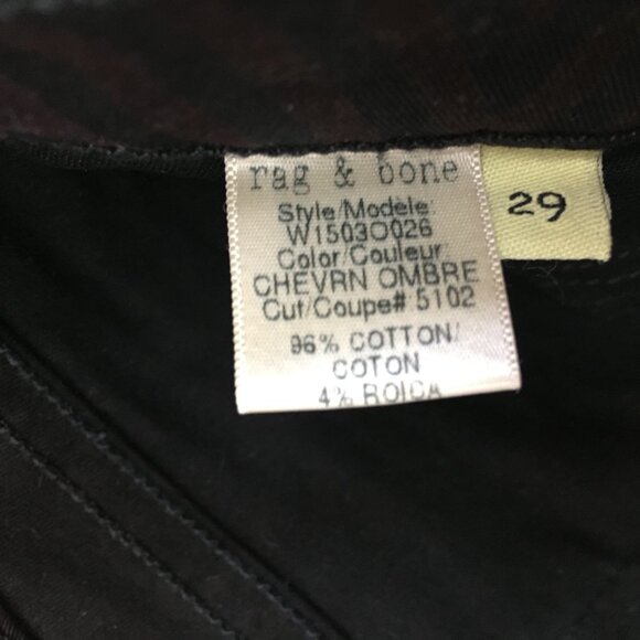 RAG & BONE Chevron Ombre Black Dark Plum Faux Pockets Faux Pockets Skinny Jeans - Picture 4 of 13